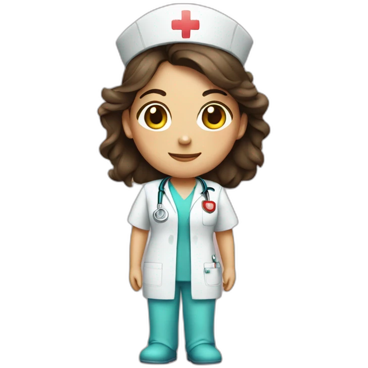 cute brunette nurse with scrubs emoji