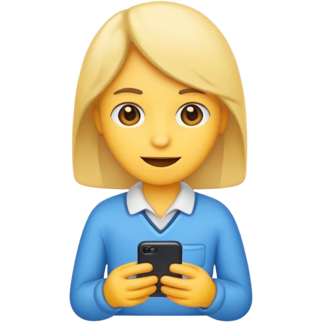 Emoji of a person typing on their smartphone. Simple emoji style, flat design, bright colors, thick outlines. emoji