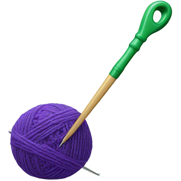 Green crochet hook with purple yarn  emoji