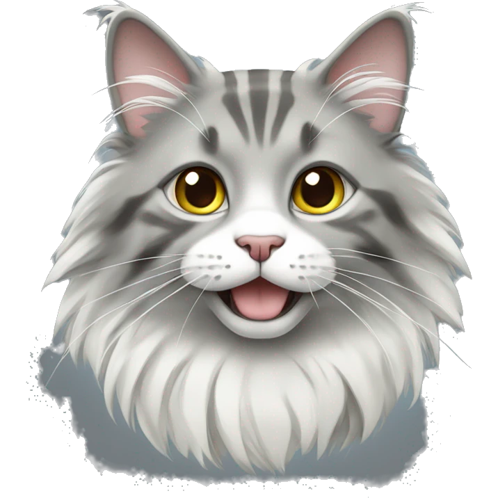 Grey white maincoon cat emoji