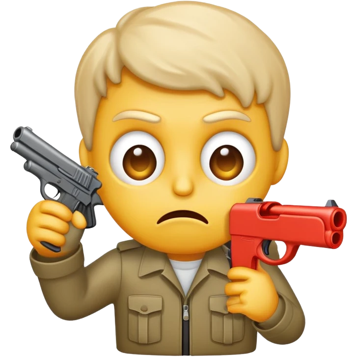 Emoji blowing his brains out with toy gun emoji