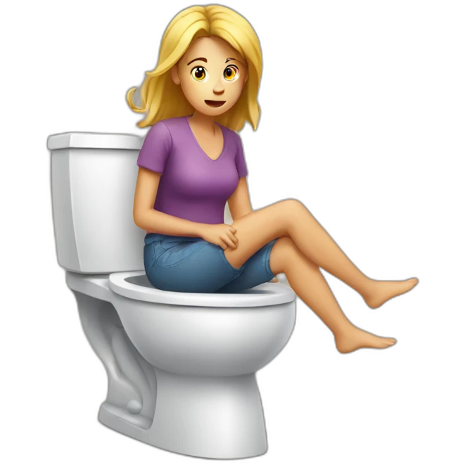 Female Sitting on toilet mad emoji