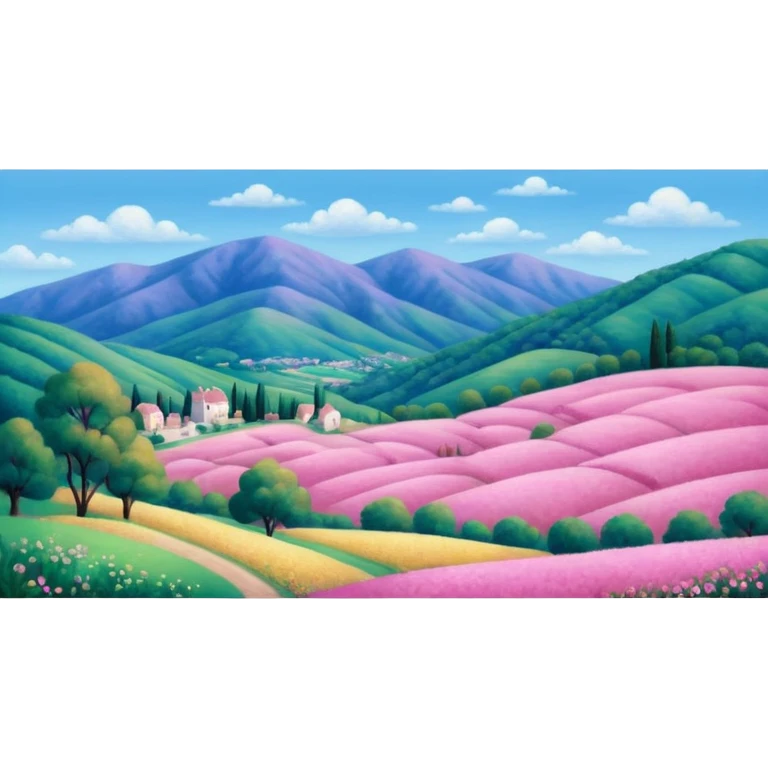 Renoir style pink SPAM art landscape emoji