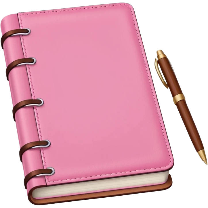 pink and brown diary and pen emoji