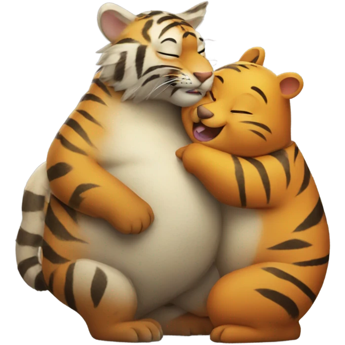 Tiger hugging wombat emoji