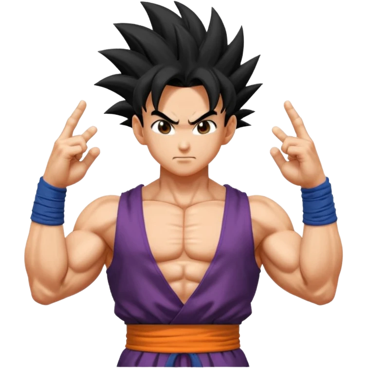 dragon ball gohan with his two fingers and arms facing right to fusion with trunks  emoji
