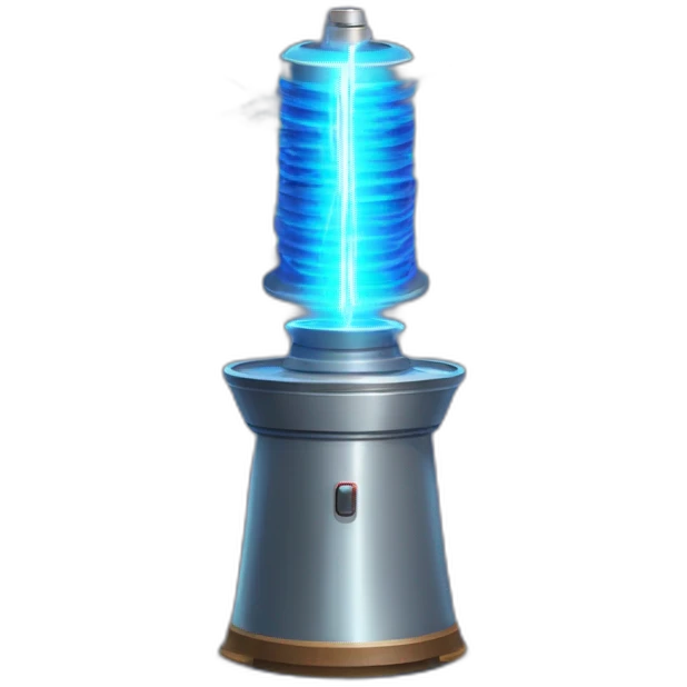 Tesla coil with blue electricity sparks from the prestige emoji