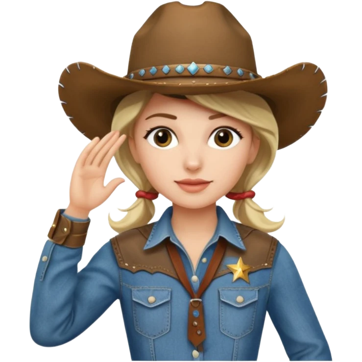 Saluting cowgirl emoji