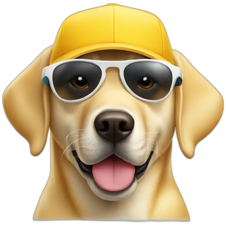 Yellow lab dog with sunglasses and ball cap emoji