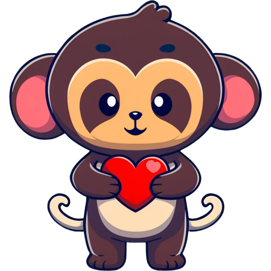 Cheburashka holding a heart in its hands emoji