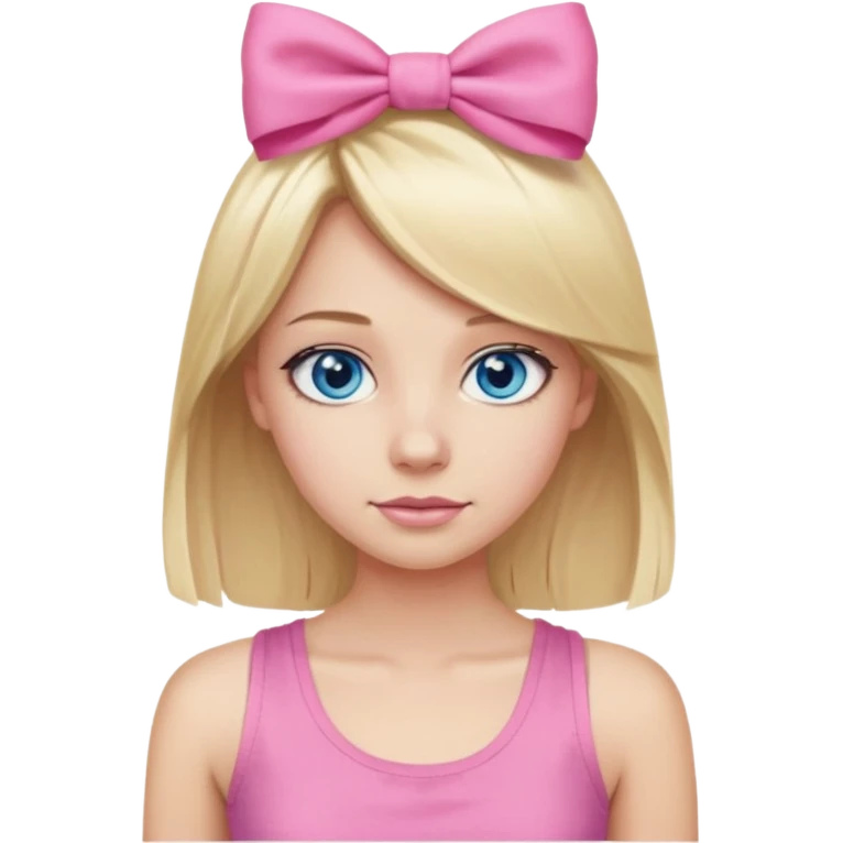 blonde girl straight hair pink tank top pink bow blue eyes 25 years old emoji