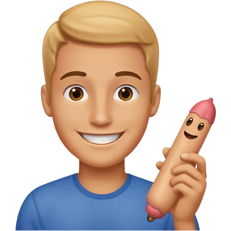 :-) holding a penis emoji