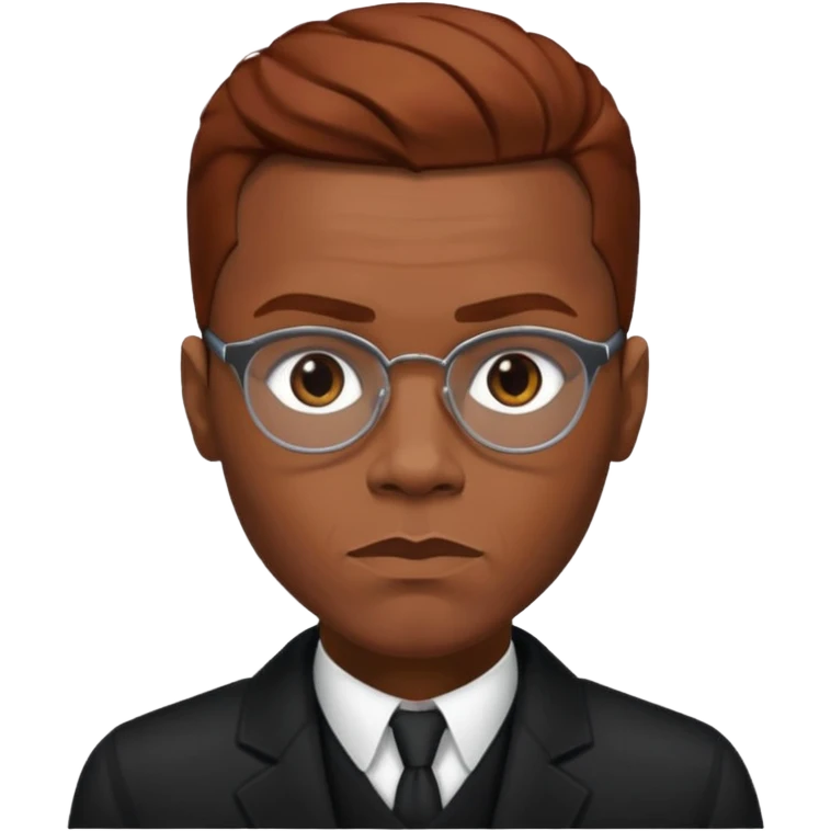 Malcolm X with reddish brown hair, dark brown outfit  emoji