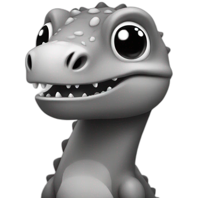 Cute black and white dino emoji