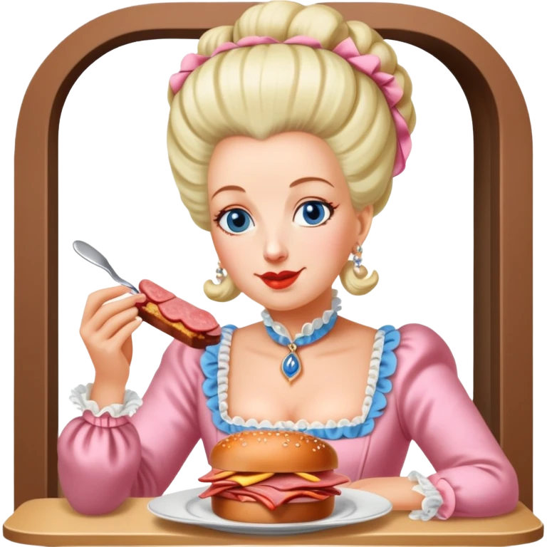 marie antoinette eating spam meat at cafe emoji