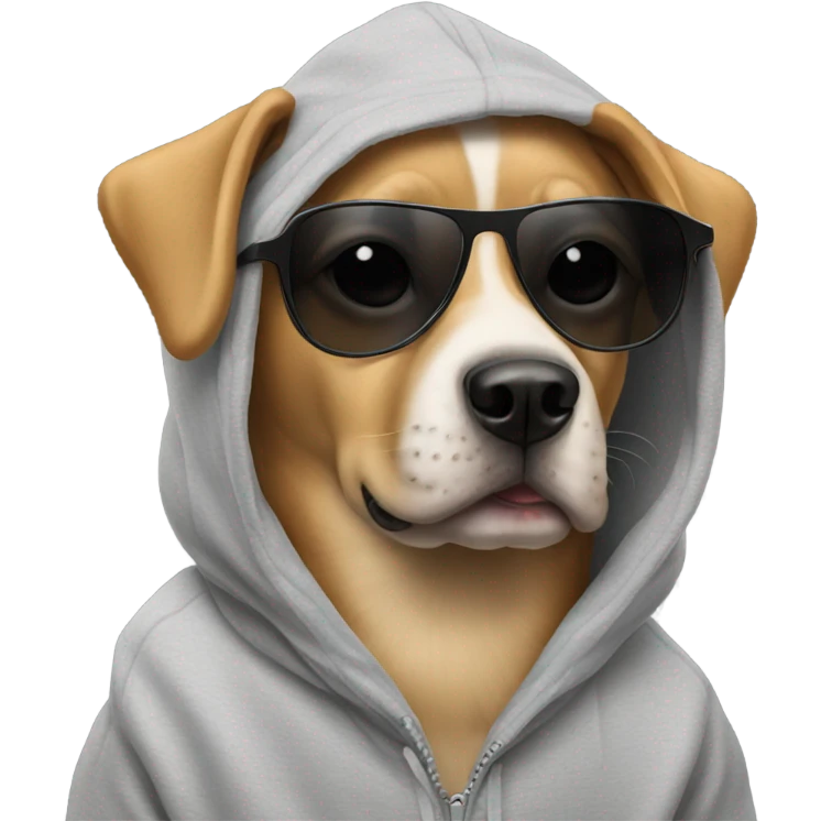 Dog with a hoodie wearing black Sun glasses emoji