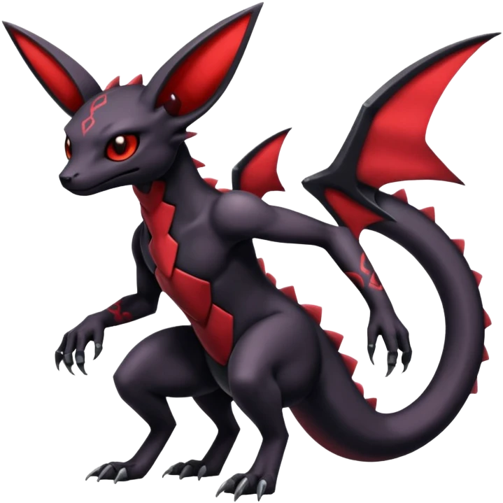 Gothic Edgy Badass Cool Genesect-Umbreon-Salandit-Fakémon-hybrid-creature (full body)  emoji