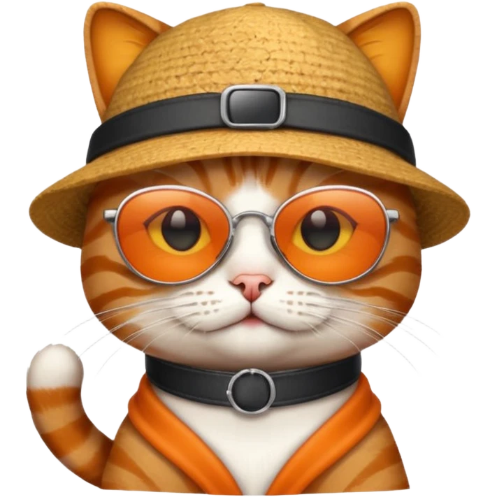 Cat wearing hat and sunglasses emoji