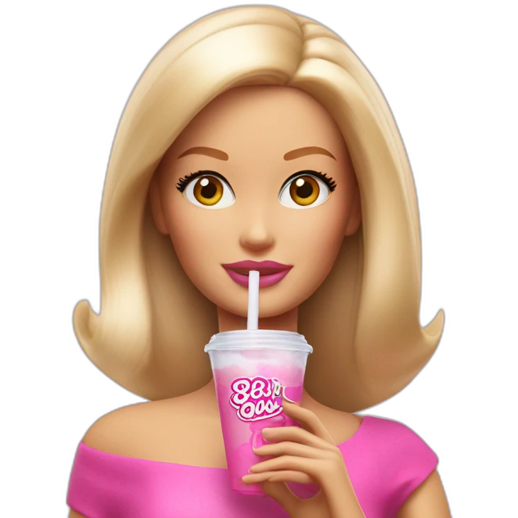 barbie with drink emoji