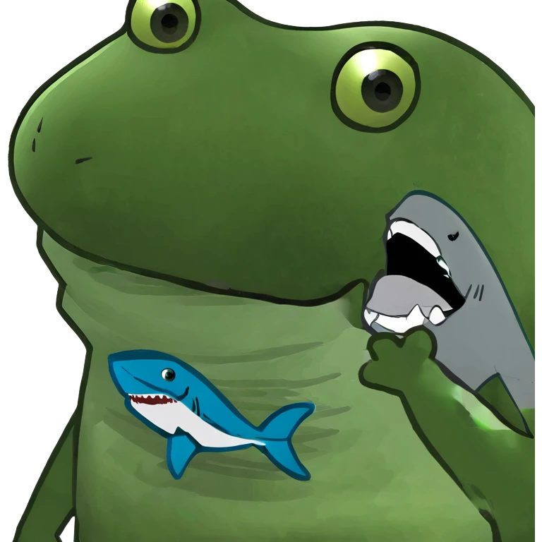 Frog wearing a shark costume  emoji