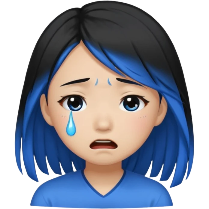 Asian girl crying more like this 😭 make the tears blue make the hair black all of the hair black emoji
