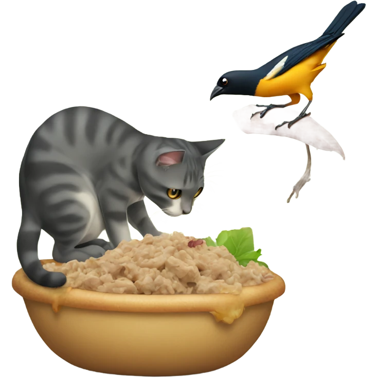 cat eating a bird emoji