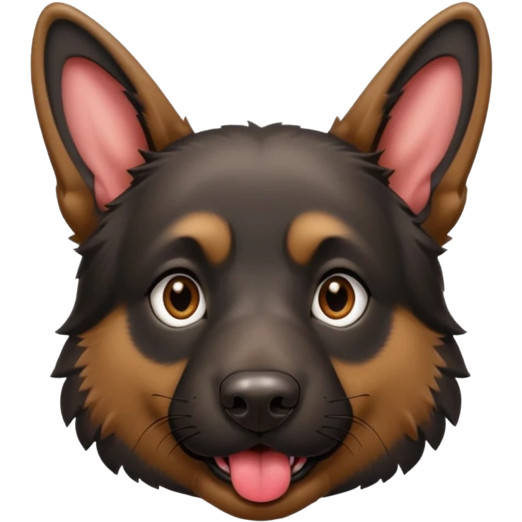 cartoon style dark German Shepherd dog with its tongue hanging out long emoji
