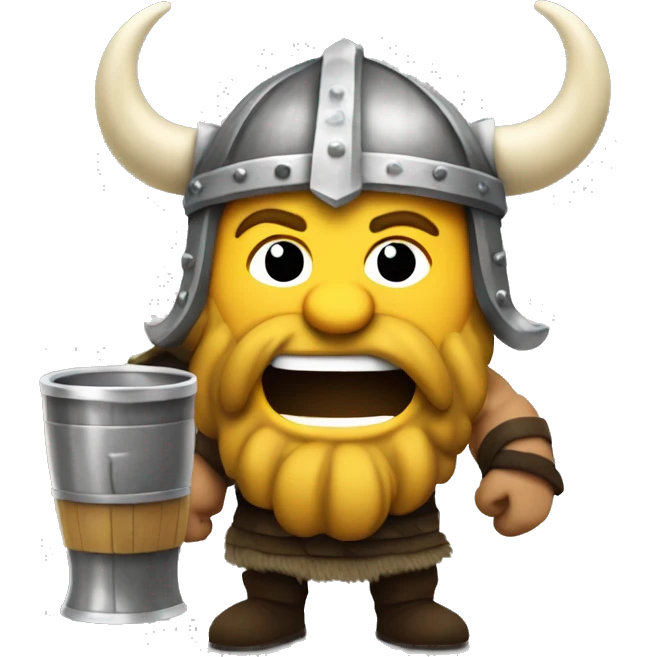Viking using viking helmet drinking and weezing (laughing) emoji