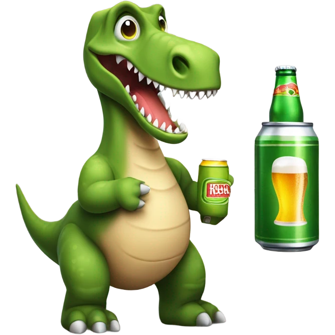 Dino drinking a beer emoji