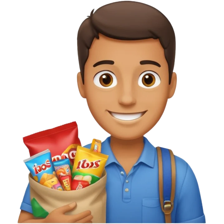 A guy with a bag full of snacks emoji