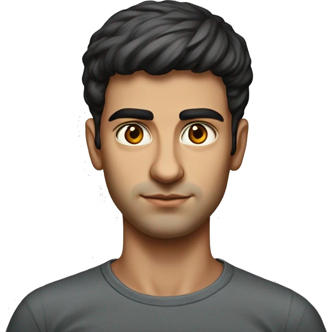 guy 20 years old iranian in 1970 photorealistic serious emoji