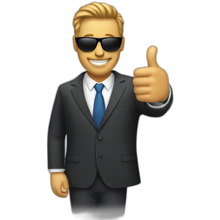 thumbs up man in suit with sunglasses emoji