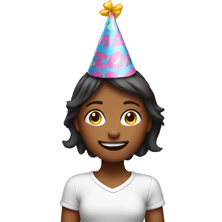 Girl exited with birthday hat emoji