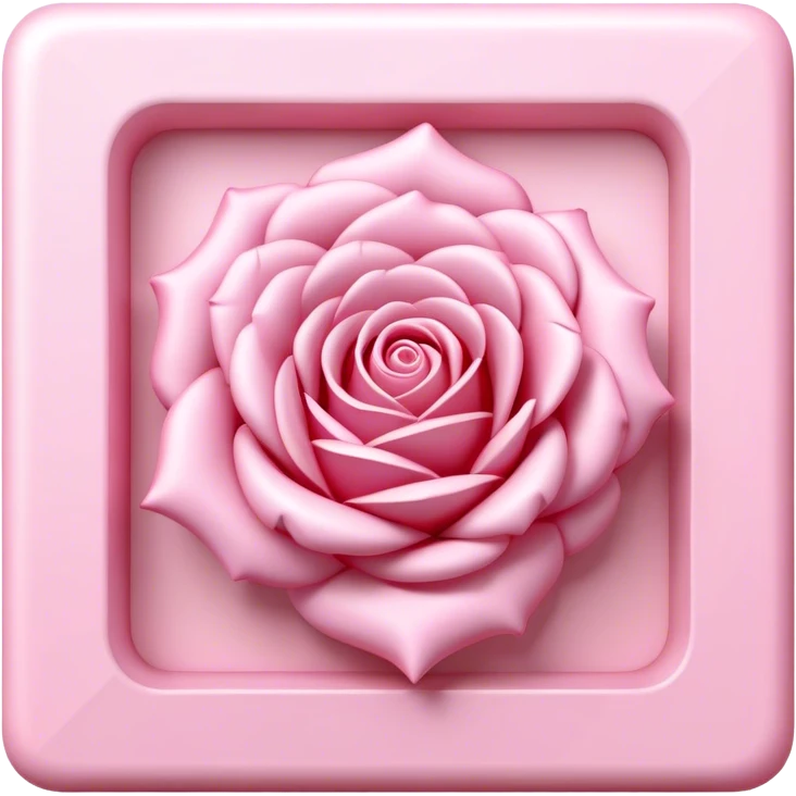 Create a 3D ultra detailed light pink colored square shaped rose border emoji