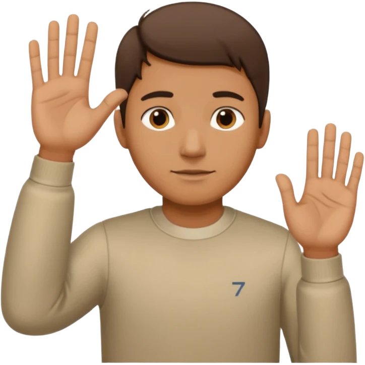Make a man putting a hand by his sides and a 6 and a 7 beside his head emoji