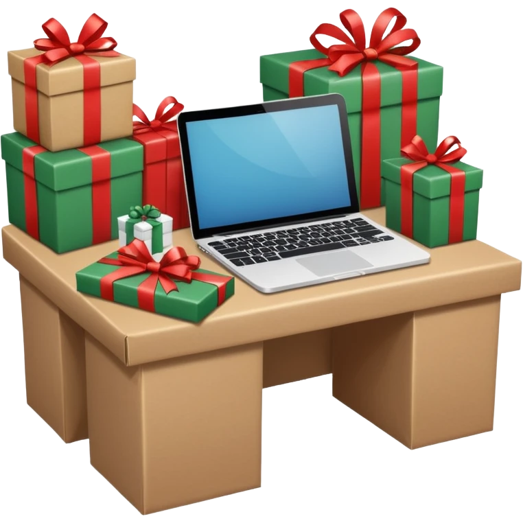 create a realistic christmas packaging working station emoji