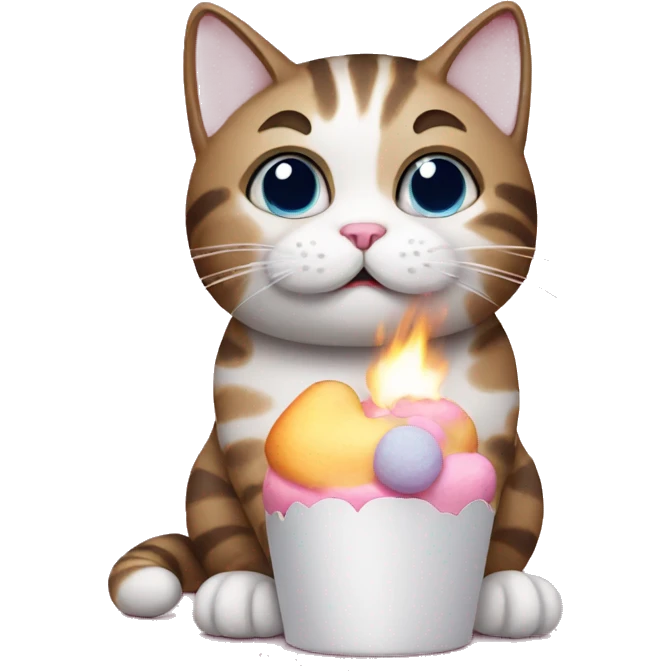 Cat with a marshmallow emoji
