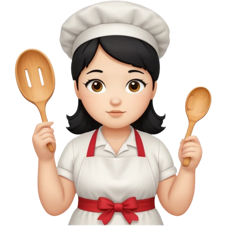 Chubby baker girl with black hair  emoji
