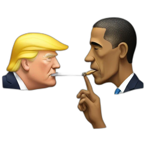 trump smoking a blunt with obama emoji