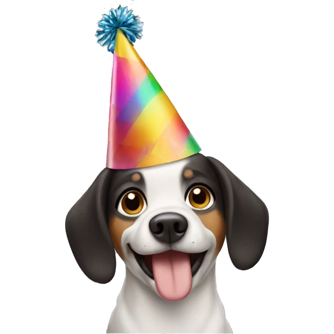 Dog wearing party hat emoji