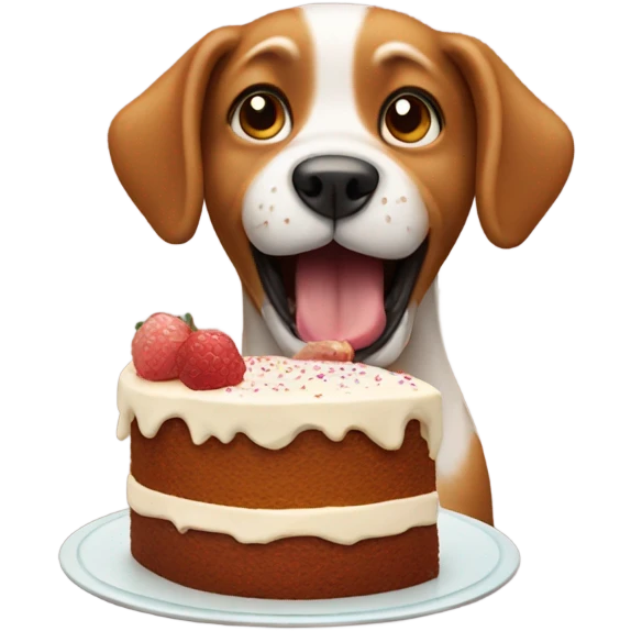 Dog eating cake emoji