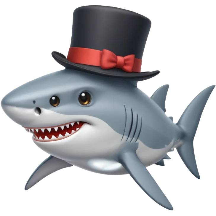 Shark with a top hat emoji