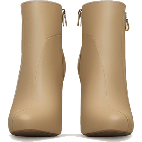 Realistic Isolated front facing beige peep toe ankle bootie boots.  emoji