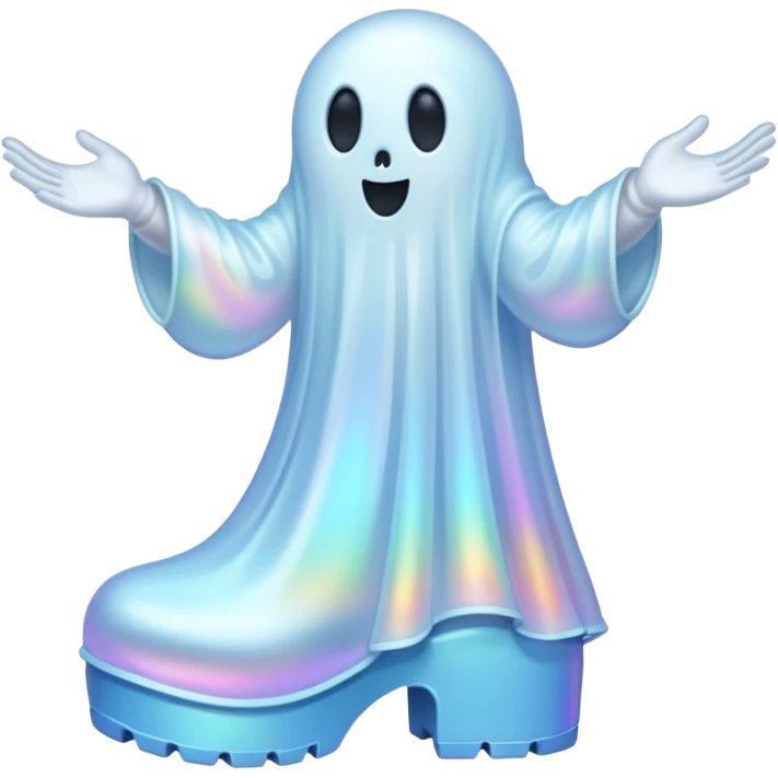 A holographic ghost with two boots emoji