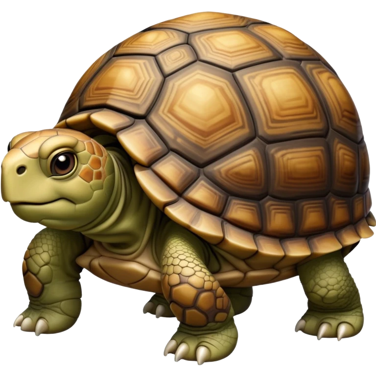 cinematic-tortoise-realistic-full-body-walking-emoji,-sturdy-domed-shell-in-rich-earthy-tones,-thick-scaled-legs-moving-slowly-but-deliberately,-wrinkled-wise-face-peering-ahead-with-calm-determination,-large cute eyes-reflecting-centuries of wisdom emoji