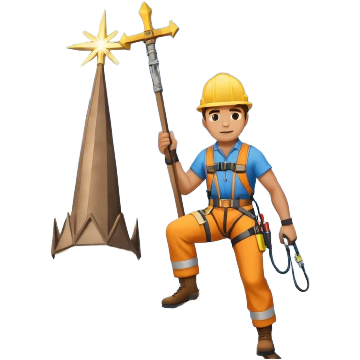 steeplejack man lightning conductor on a church spire emoji