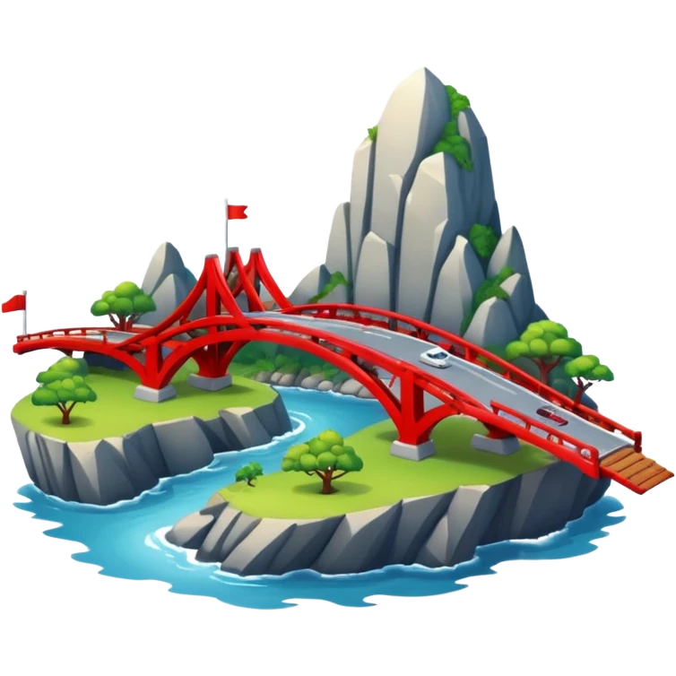 advanced modern island with advanced infrastructure with a red bridge  emoji