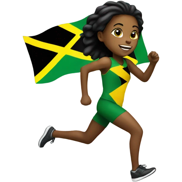 Girl running with Jamaican flag emoji