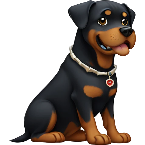 Old Rottweiler with a small head and has a bone collar named “Daisy” emoji