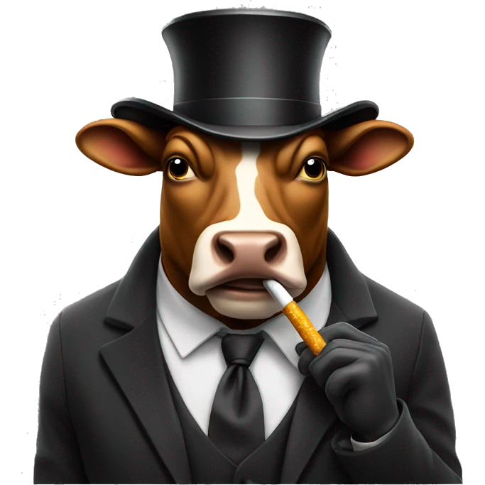 Bull wearing top hatsmoking emoji